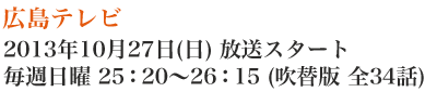 広島テレビ　2013年10月27日(日)放送スタート　毎週日曜 25：20～26：15(吹替版 全34話)